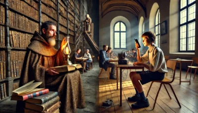 dall%c2%b7e-2025-03-13-18-28-10-hyper-realistic-cinematic-split-screen-scene_-on-the-left-side-a-medieval-monk-inspired-by-umberto-ecos-william-of-baskerville-seated-thoughtfull